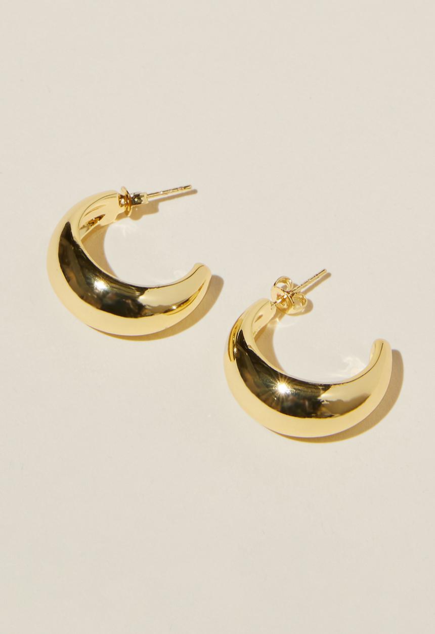 Rubi - Large hoop earring- gold plated tear drop hoop