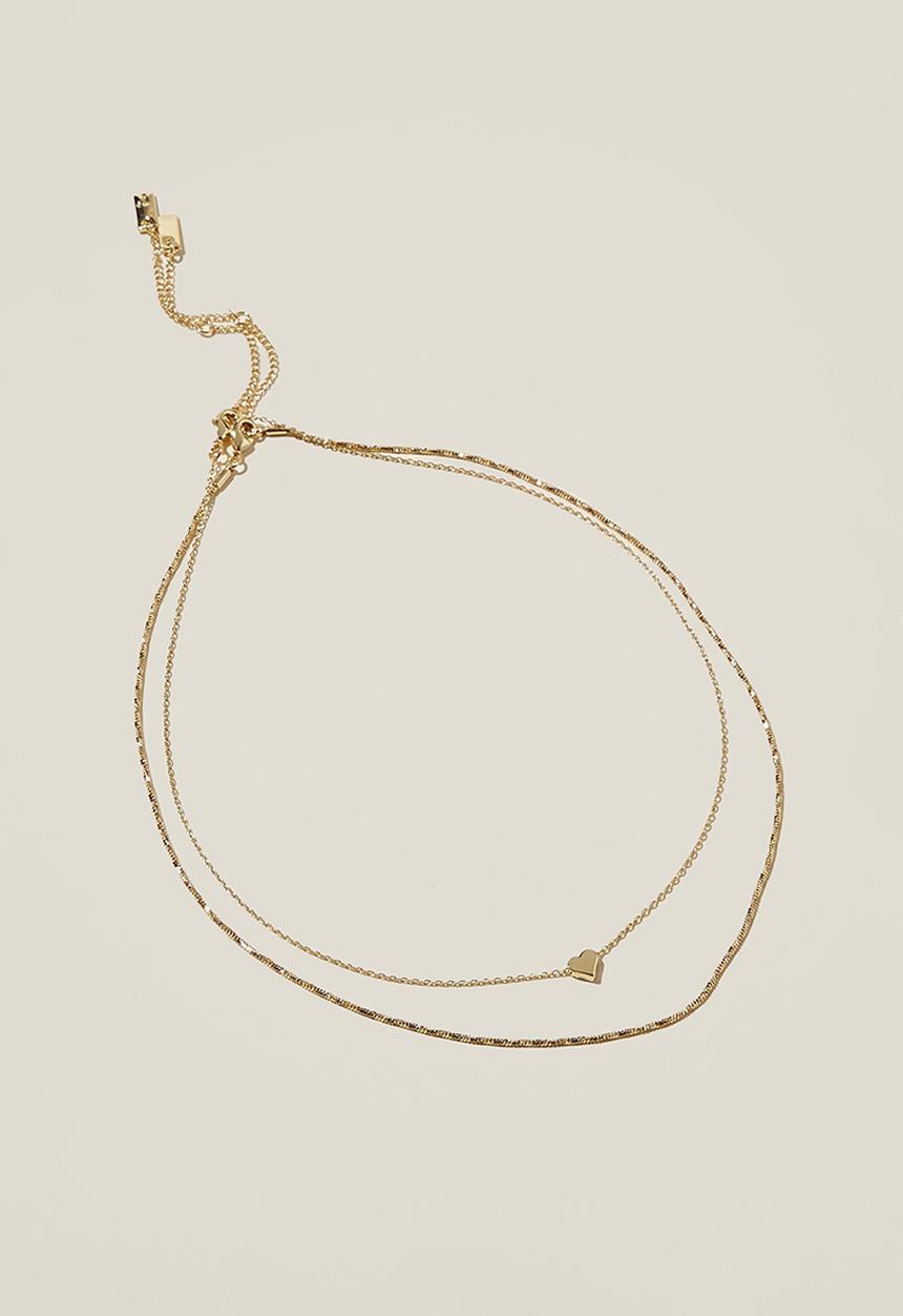 Rubi - 2pk fine chain necklace- gold plated tiny heart