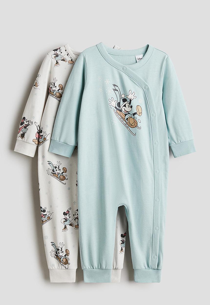 H&M - 2 pack printed pyjamas - turquoise mickey mouse