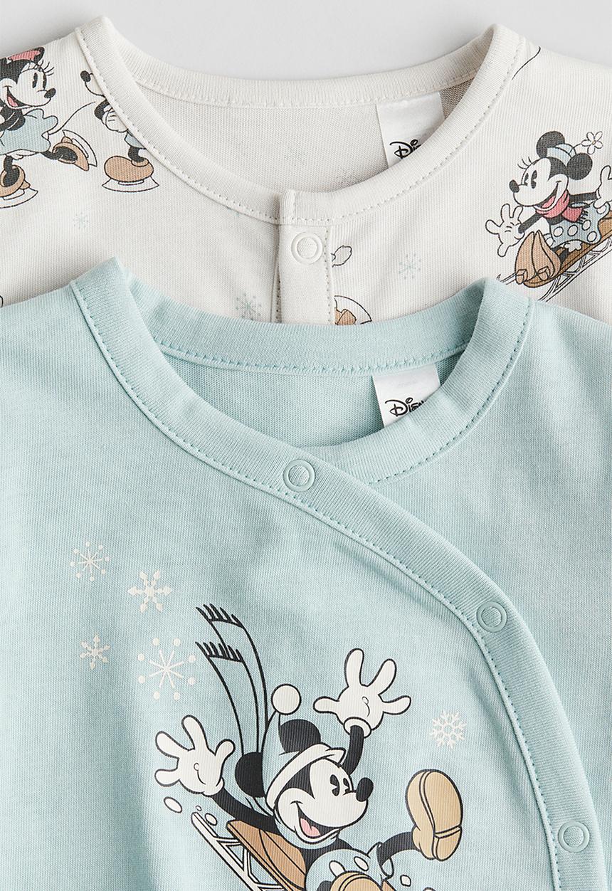 H&M - 2 pack printed pyjamas - turquoise mickey mouse