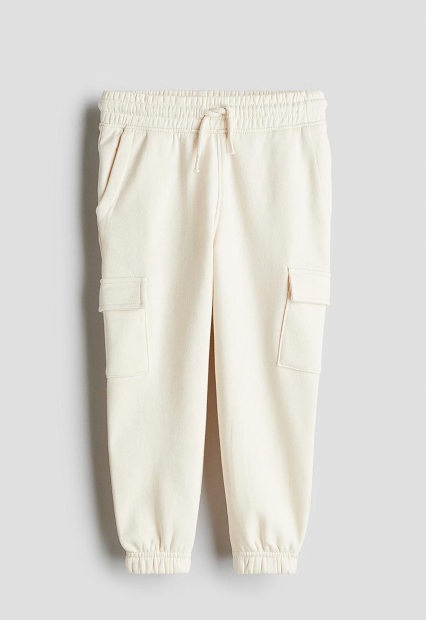 H&M - Brushed-inside cargo joggers - cream