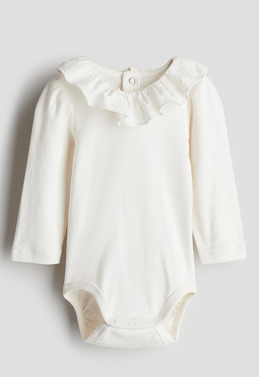 H&M - Frill-collar bodysuit - white