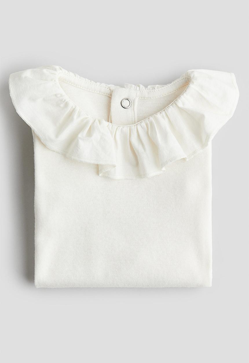 H&M - Frill-collar bodysuit - white