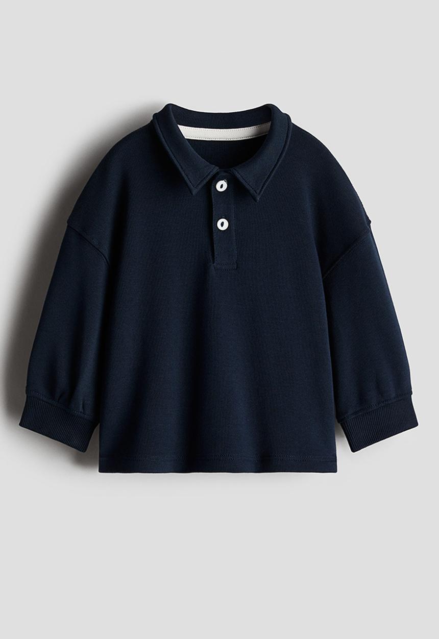 H&M - Long-sleeved polo shirt - navy blue