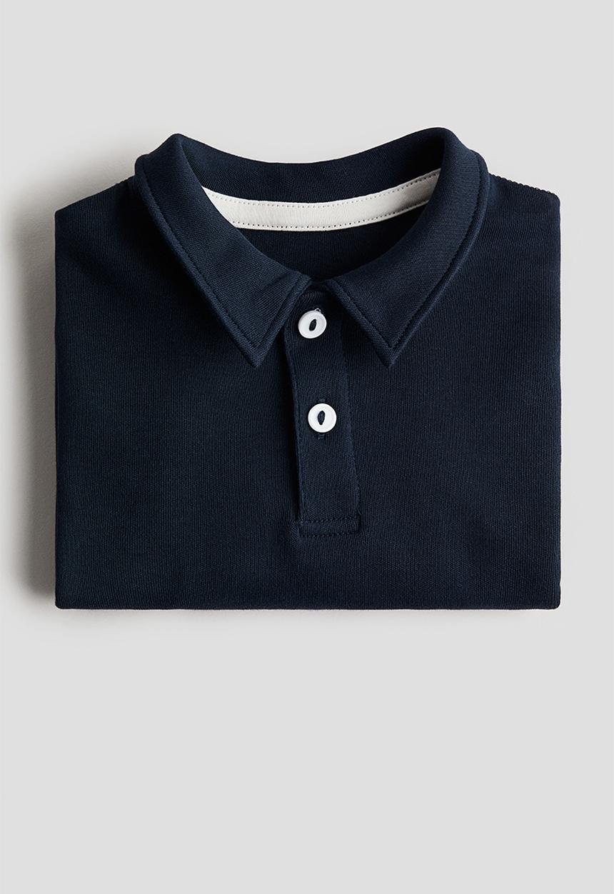 H&M - Long-sleeved polo shirt - navy blue
