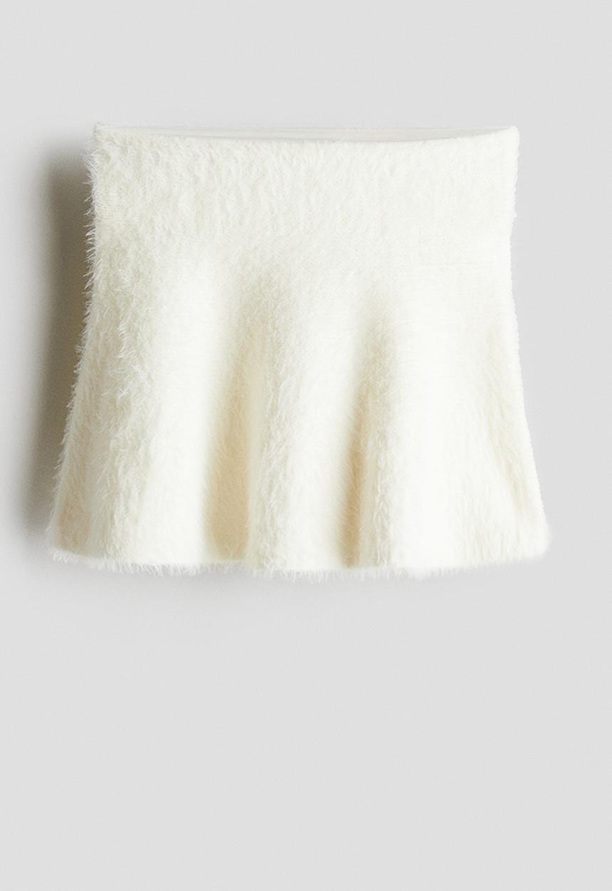 H&M - Brushed fine-knit skirt - white