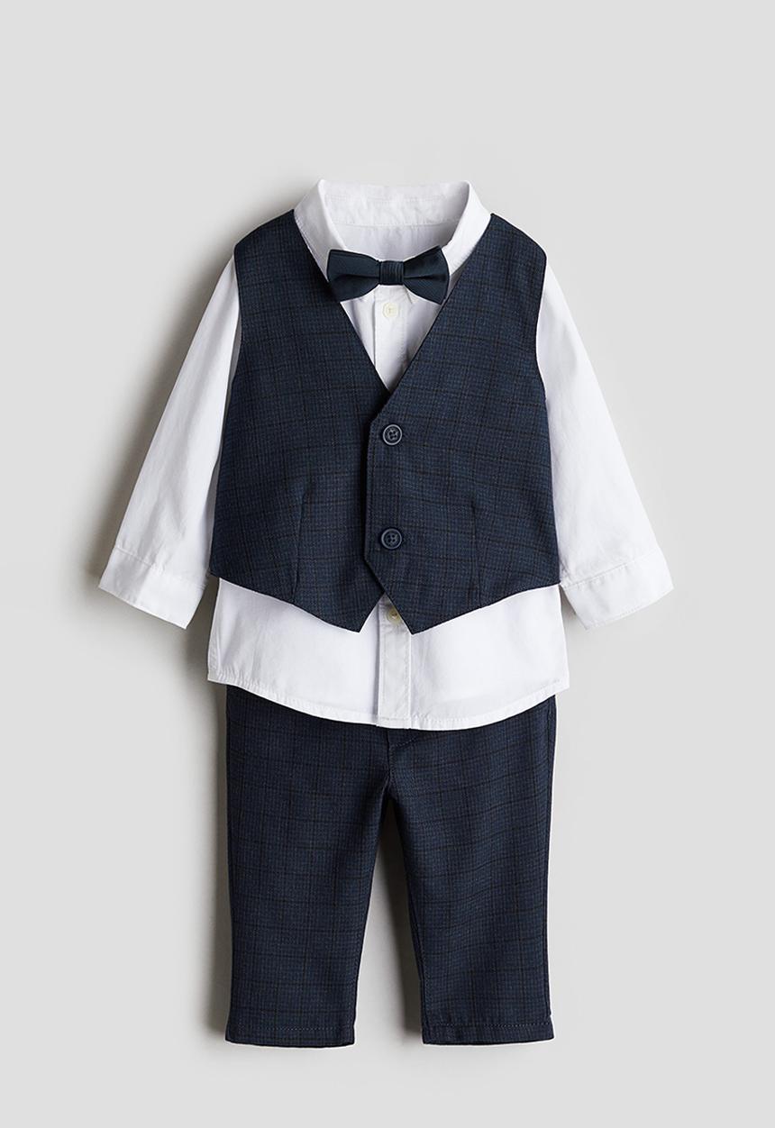 H&M - 4-Piece dressy set - navy blue/checked