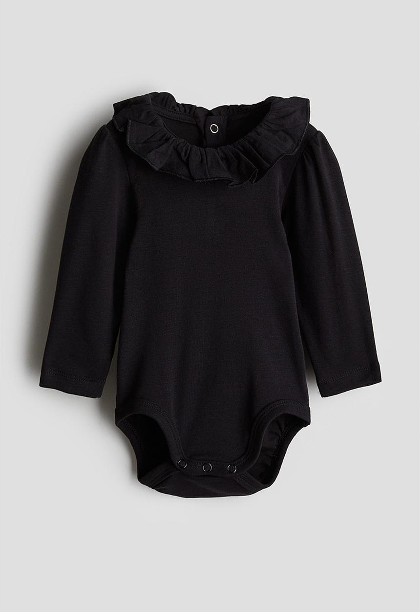 H&M - Frill-collar bodysuit - black