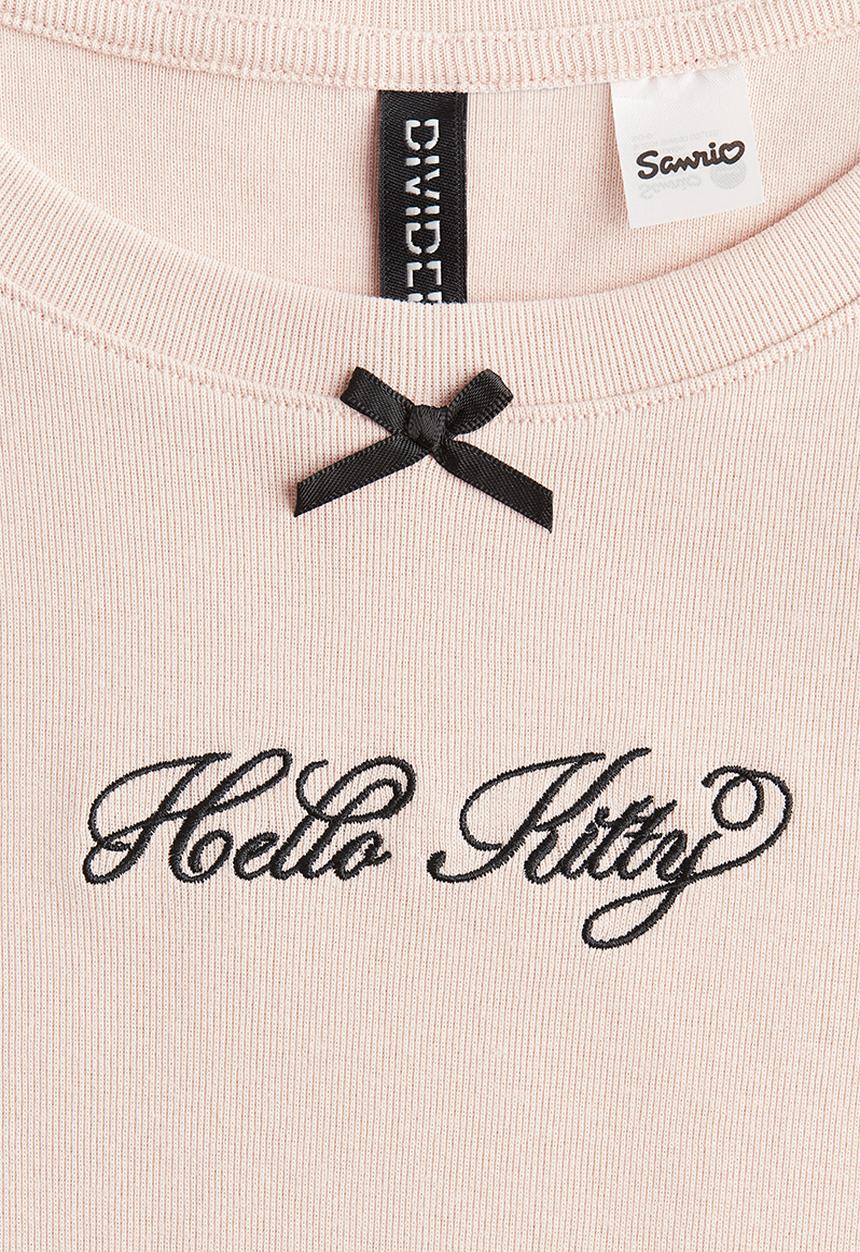 H&M - Printed t-shirt - light dusty pink hello kitty