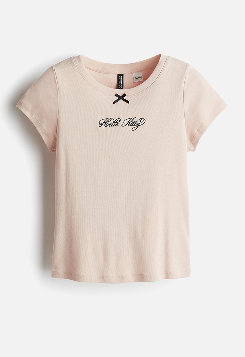 H&M - Printed t-shirt - light dusty pink hello kitty