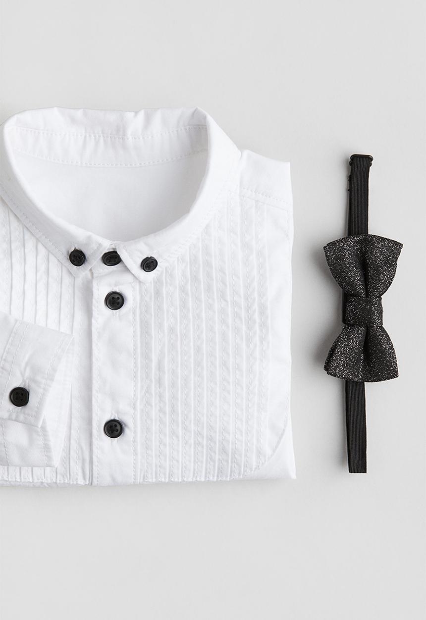 H&M - Tuxedo shirt and bow tie - white & black