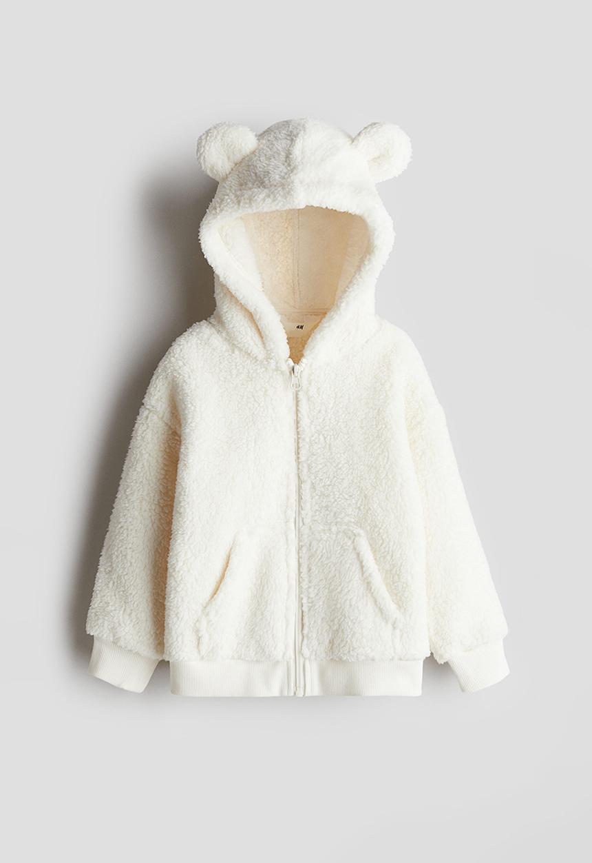 H&M - Teddy zip-through hoodie - white