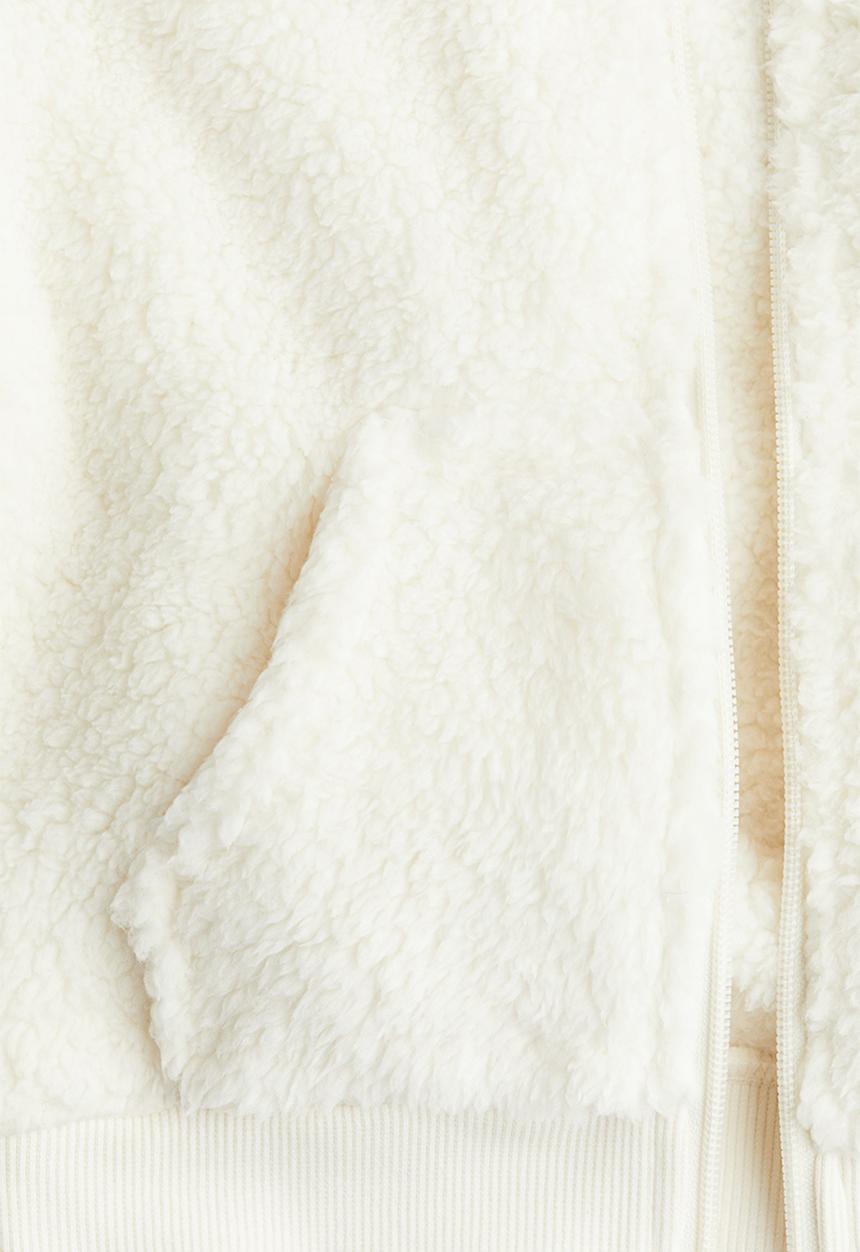 H&M - Teddy zip-through hoodie - white