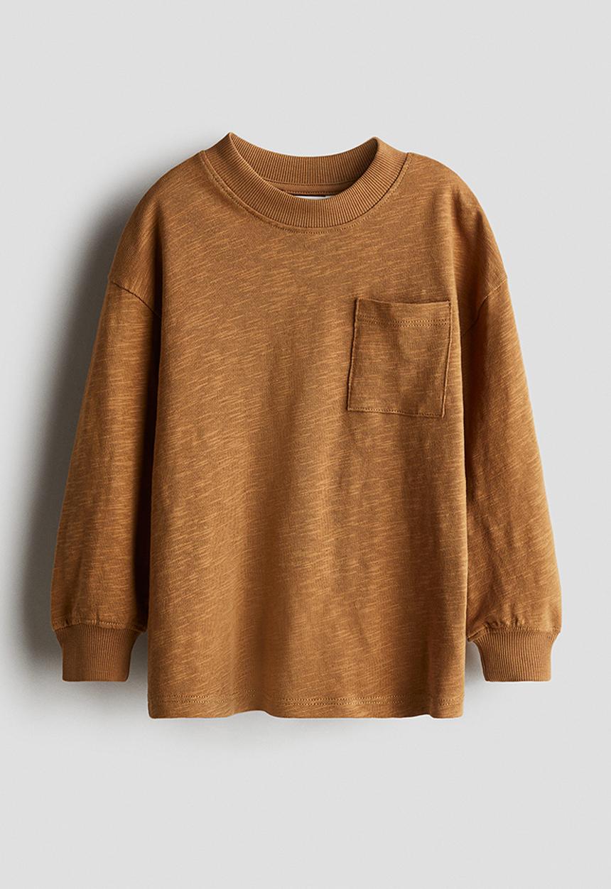 H&M - Long-sleeved jersey t-shirt - light brown marl