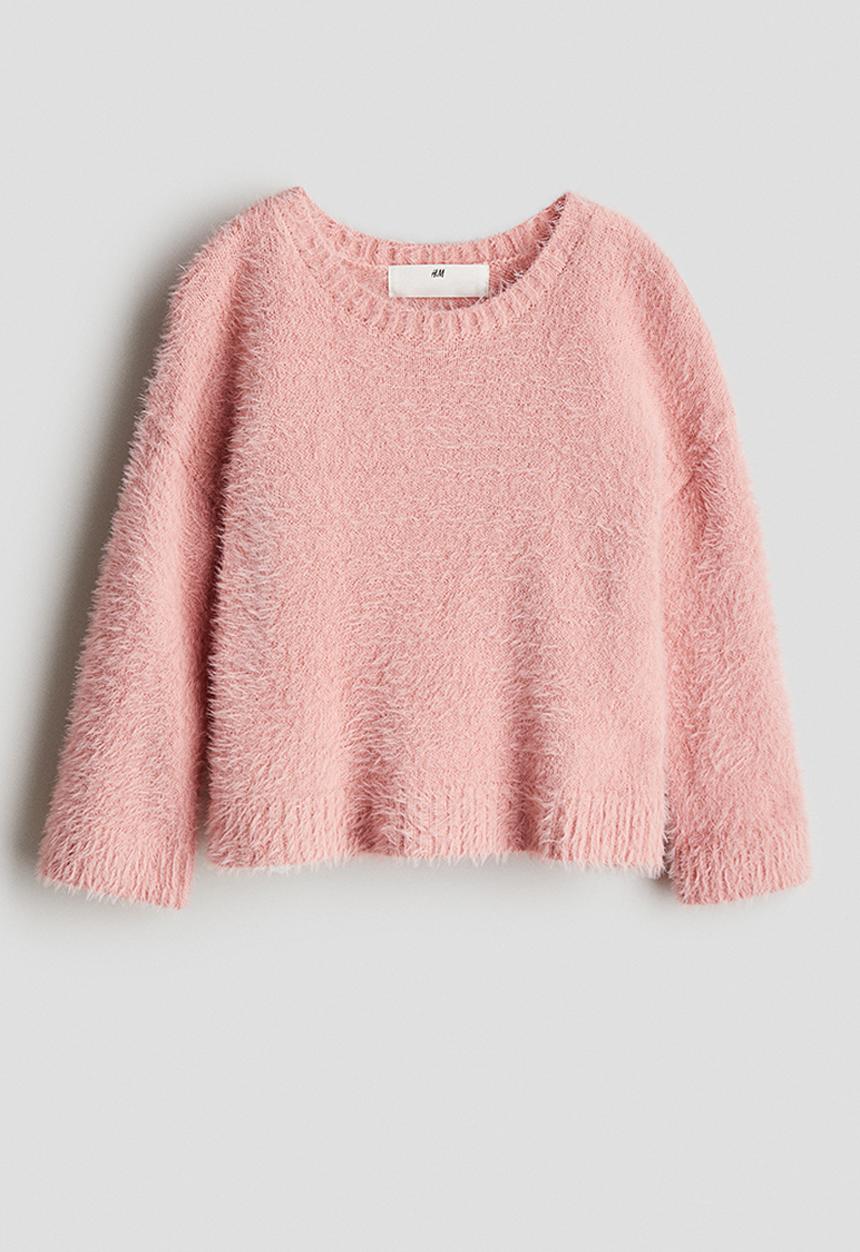 H&M - Brushed fine-knit jumper - dusty pink