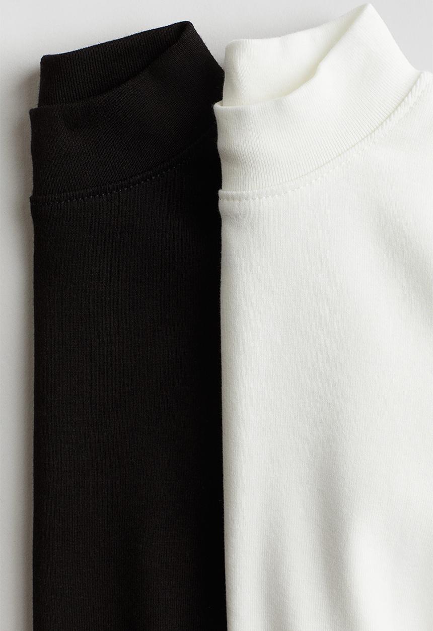 H&M - 2 pack polo-neck tops - black & white
