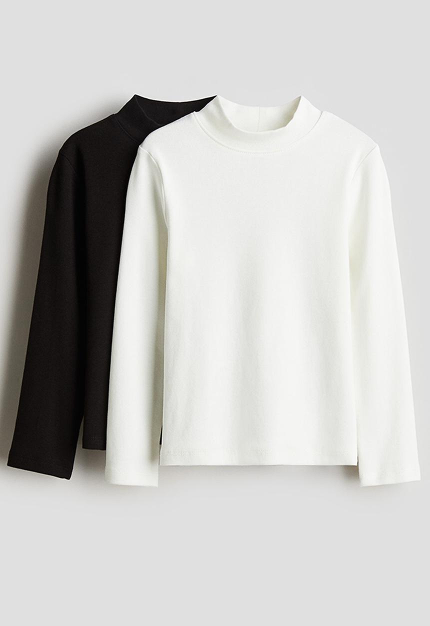 H&M - 2 pack polo-neck tops - black & white