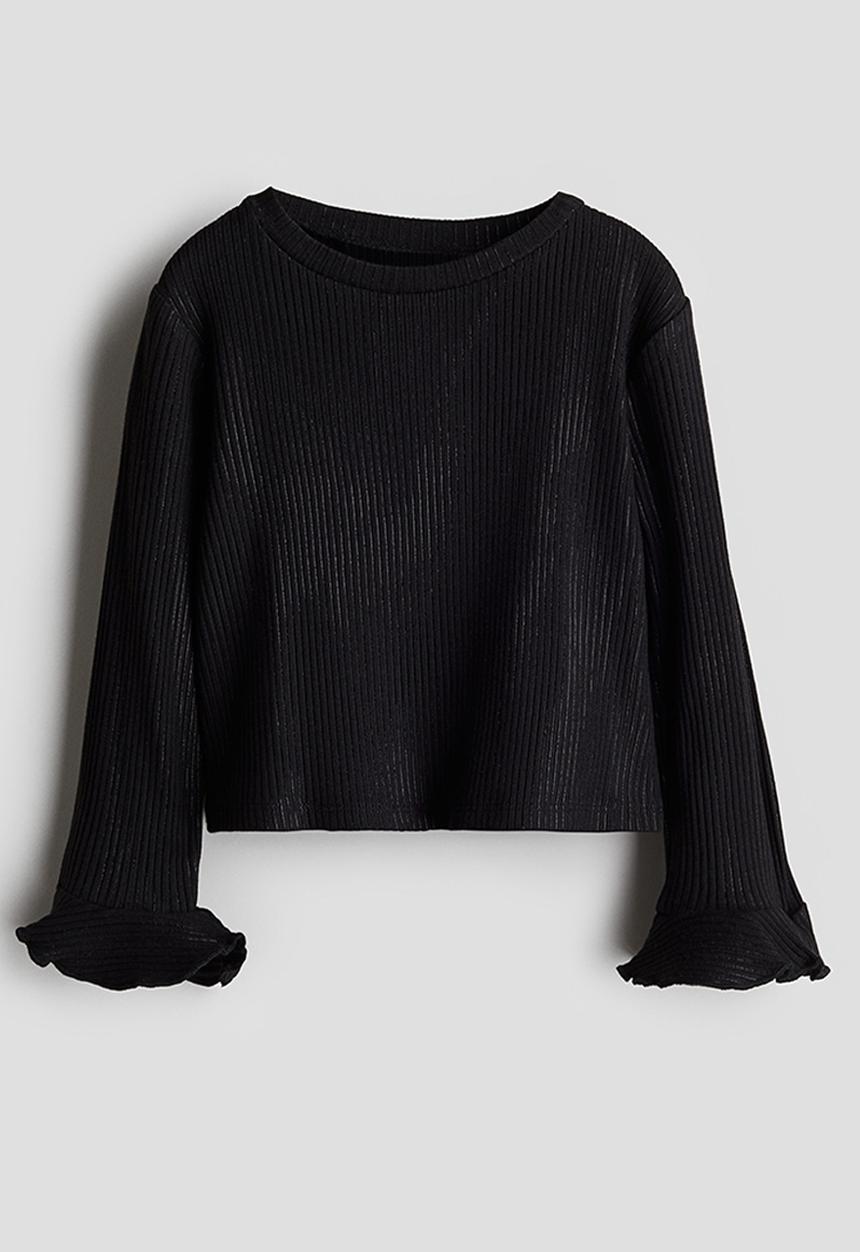 H&M - Flare-sleeve jersey top - black