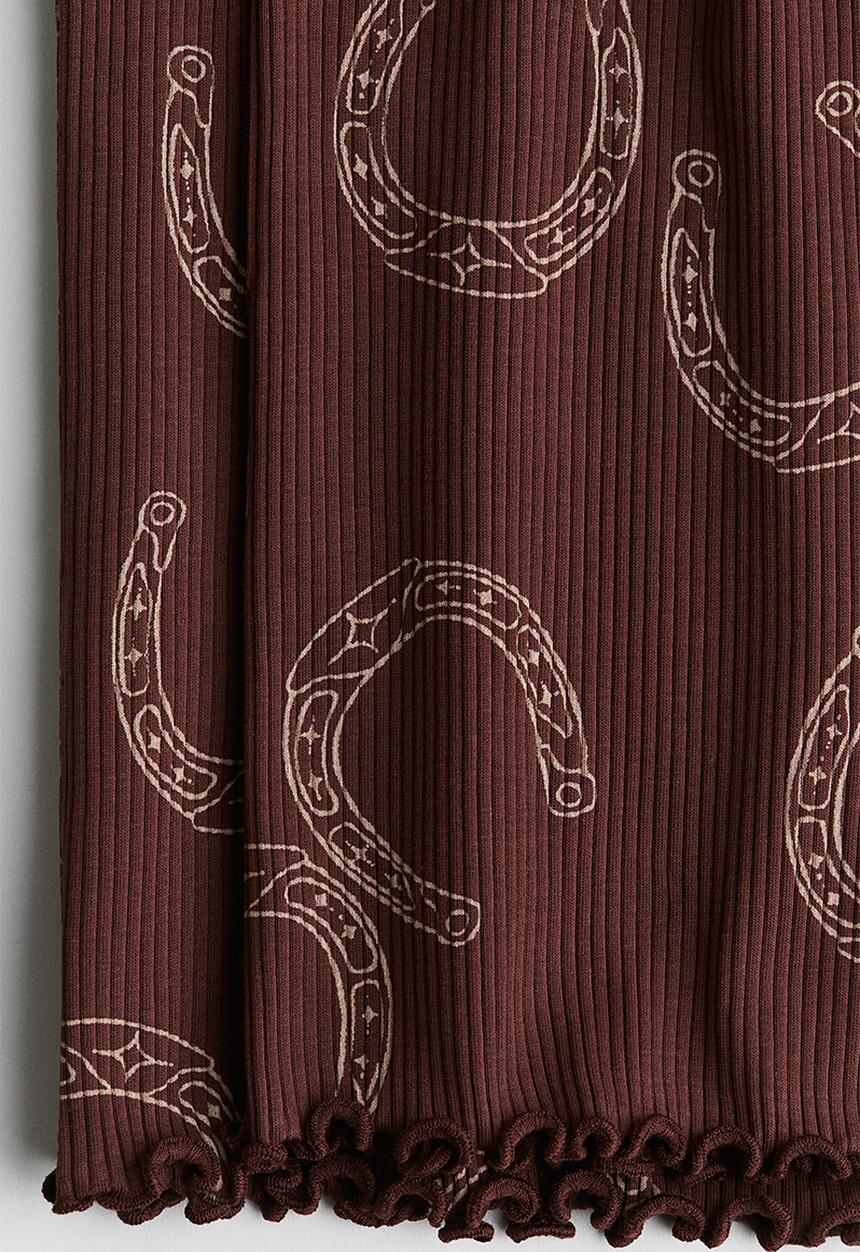 H&M - Ribbed cotton trousers - brown/horseshoes