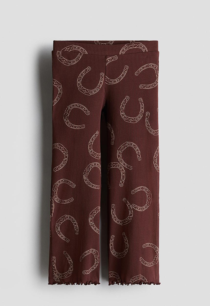 H&M - Ribbed cotton trousers - brown/horseshoes