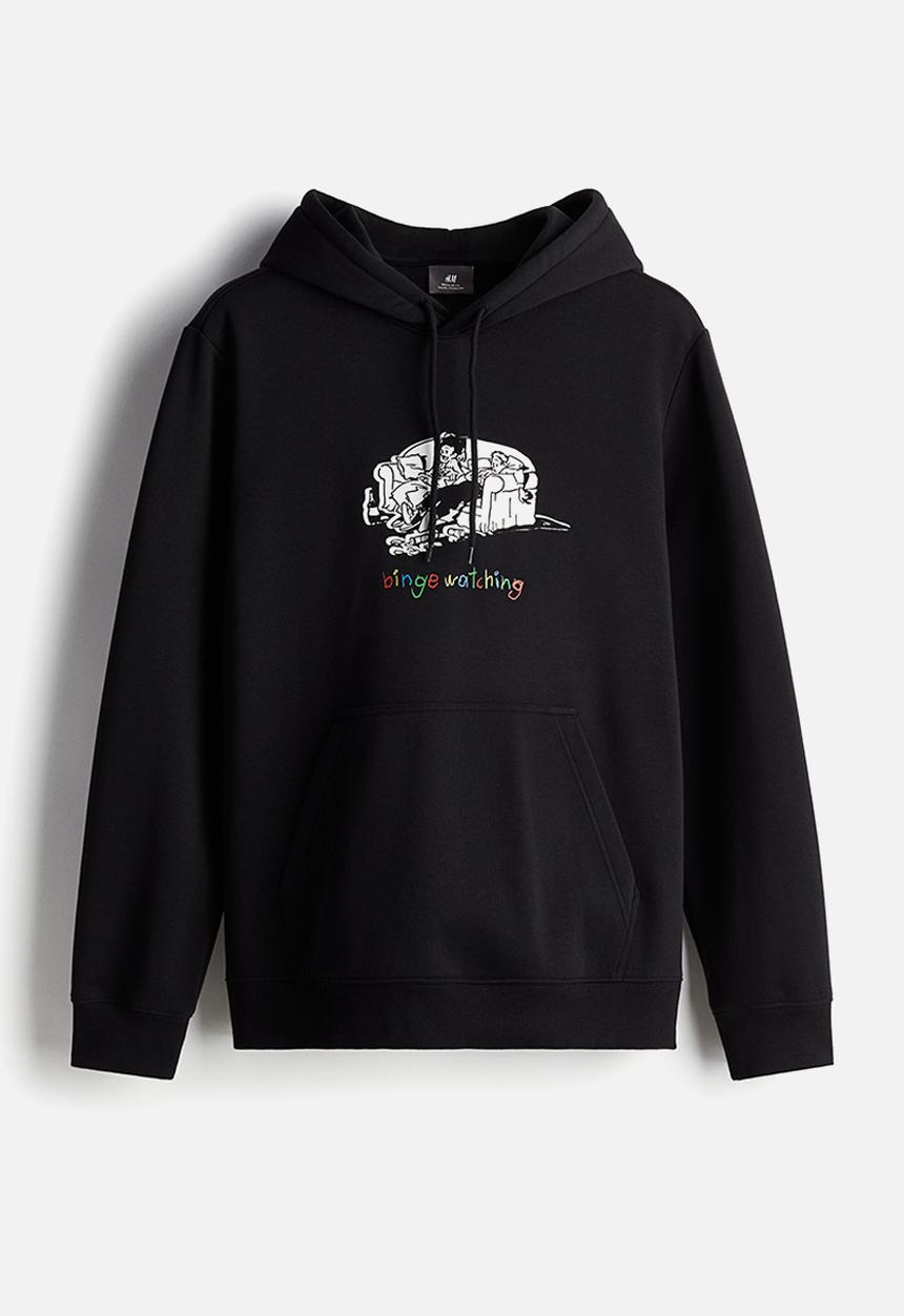 H&M - Regular fit hoodie - black & binge watching