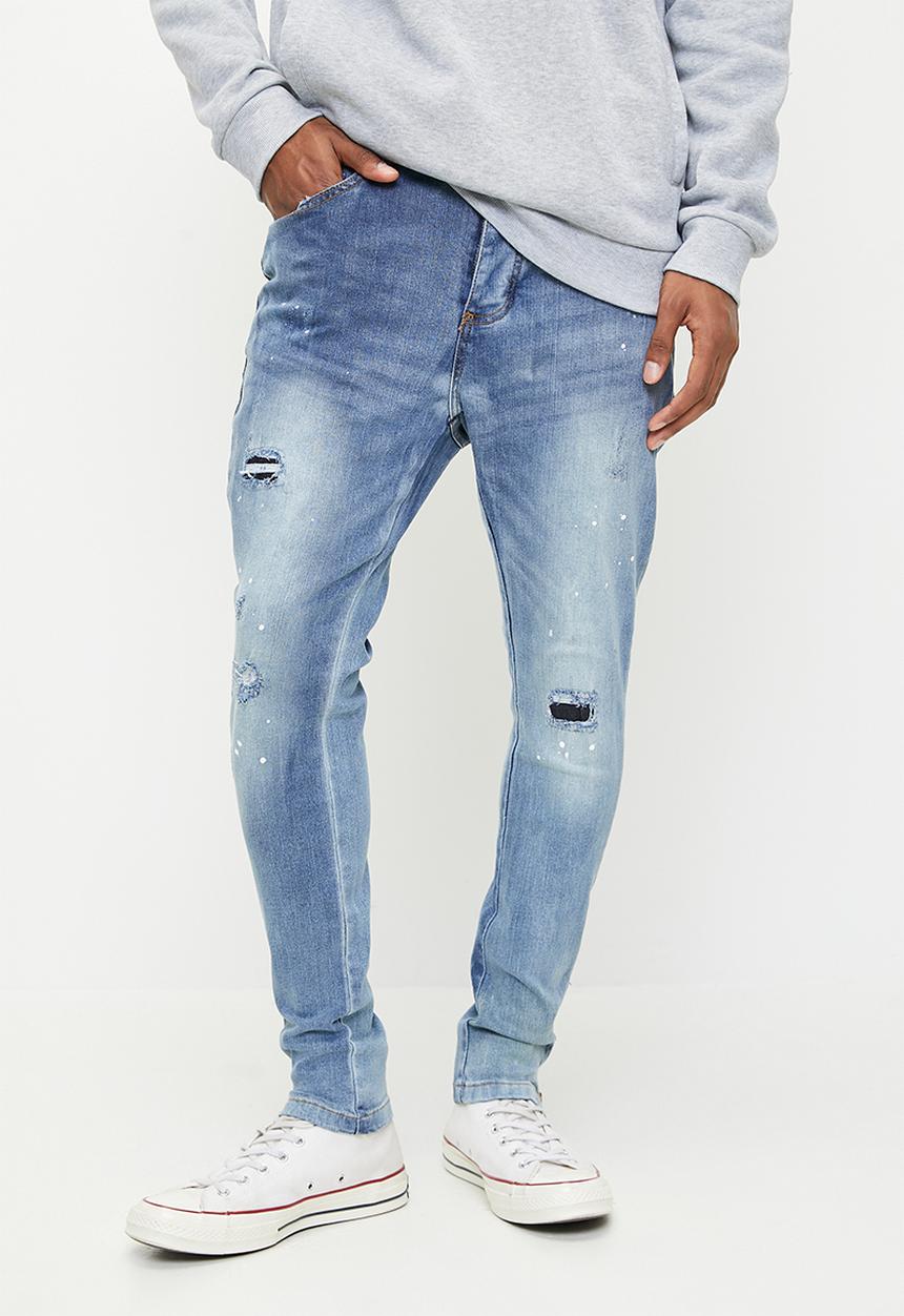 Brave Soul - Worked Denim Jeans - Light Blue Denim