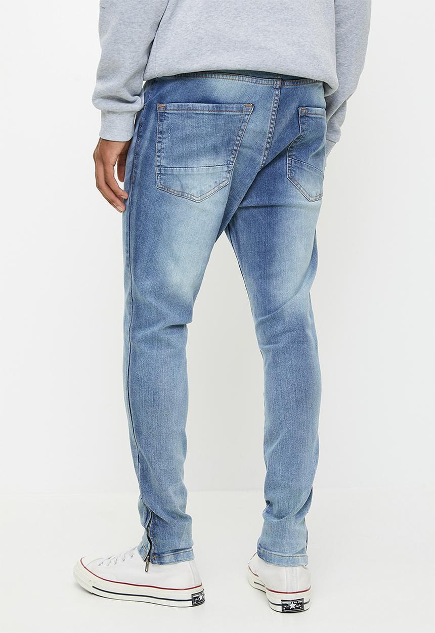 Brave Soul - Worked Denim Jeans - Light Blue Denim