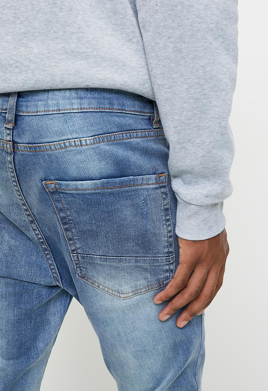 Brave Soul - Worked Denim Jeans - Light Blue Denim