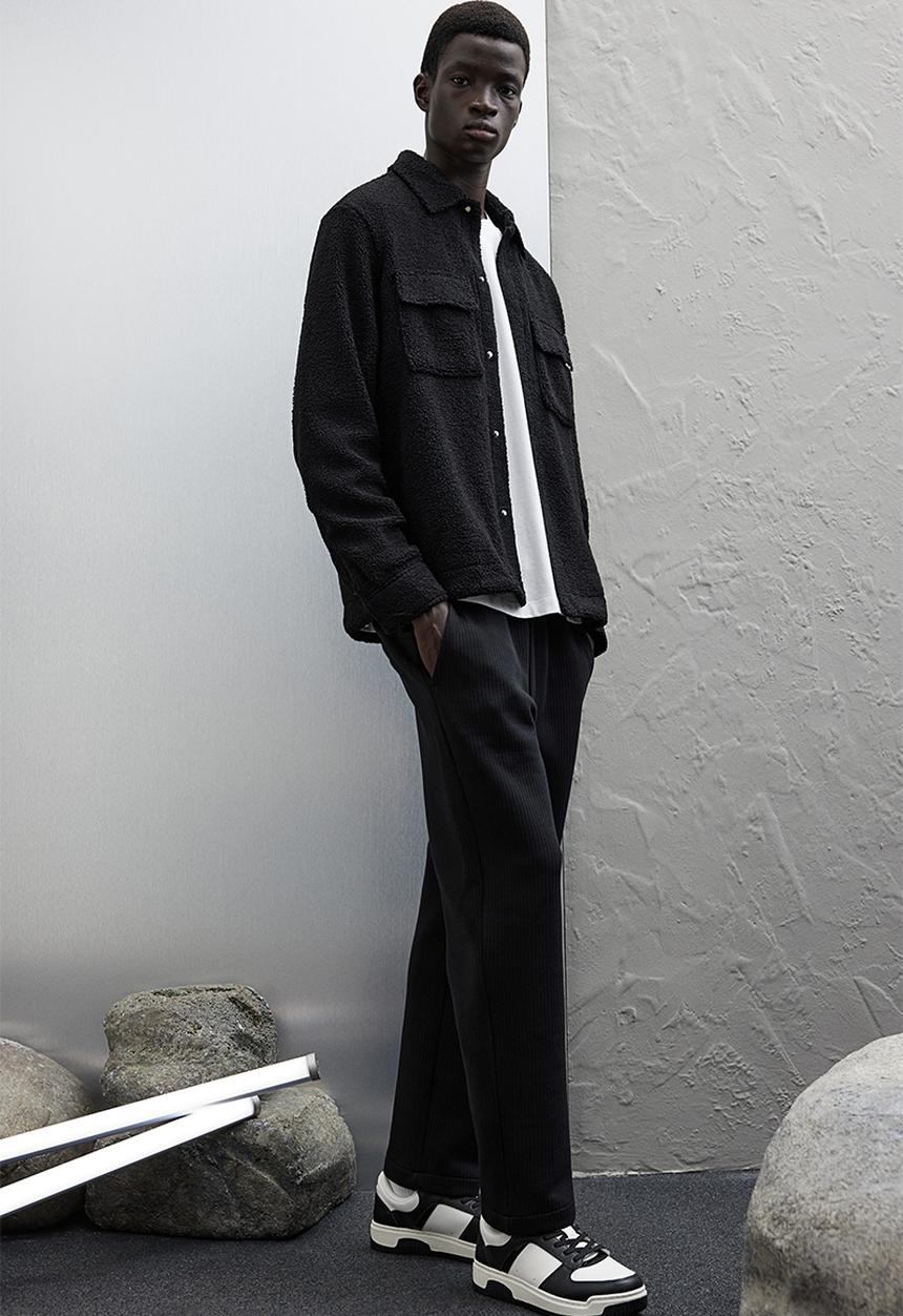 H&M - Regular fit ribbed joggers - black