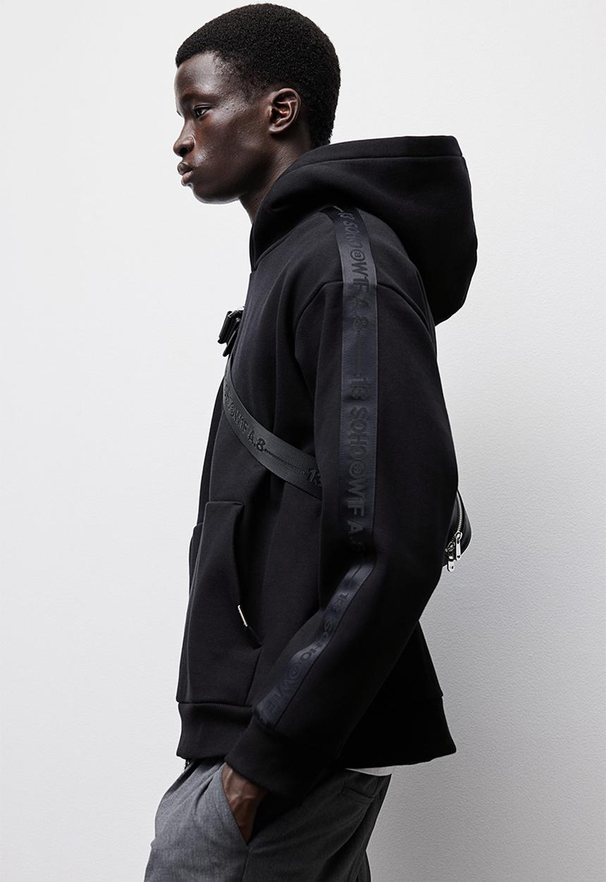 H&M - Loose fit hoodie with side stripes - black