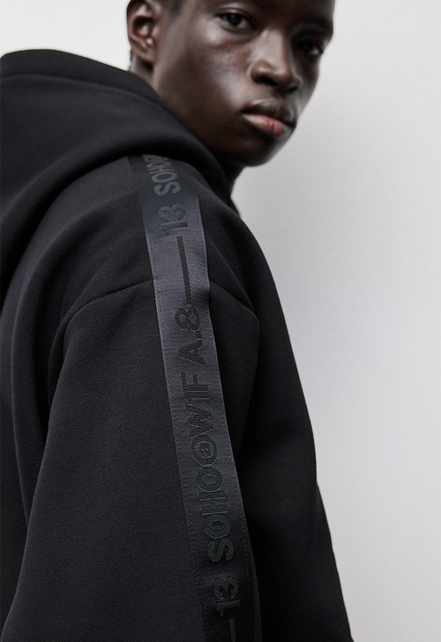H&M - Loose fit hoodie with side stripes - black