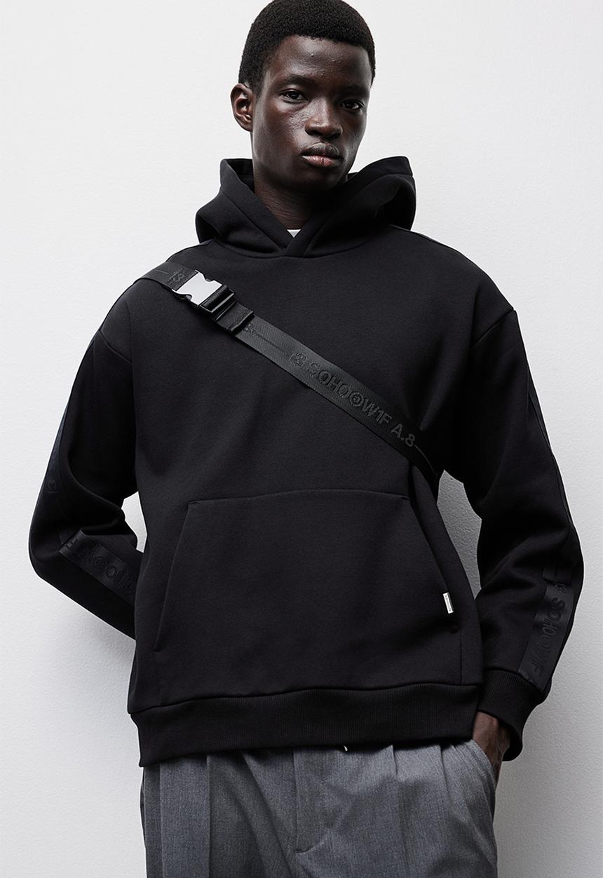H&M - Loose fit hoodie with side stripes - black