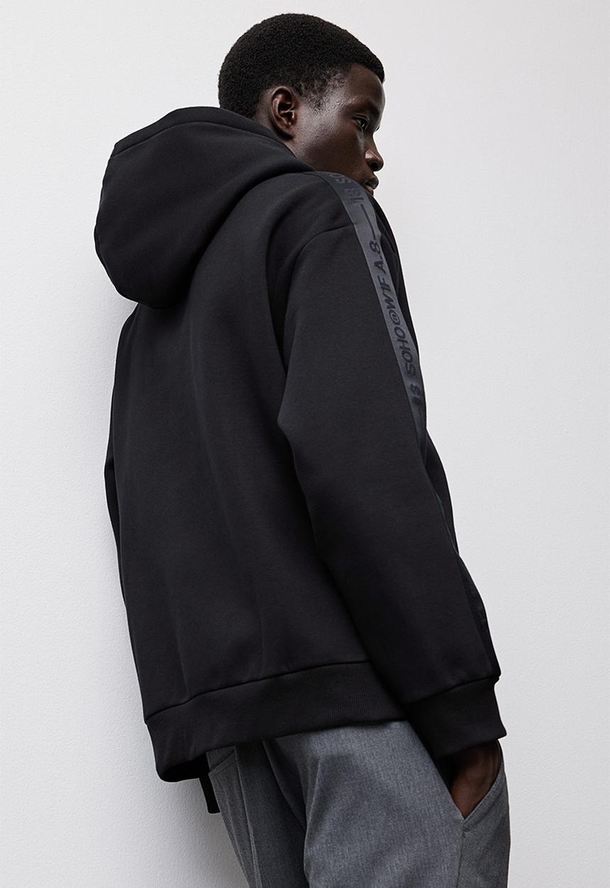 H&M - Loose fit hoodie with side stripes - black