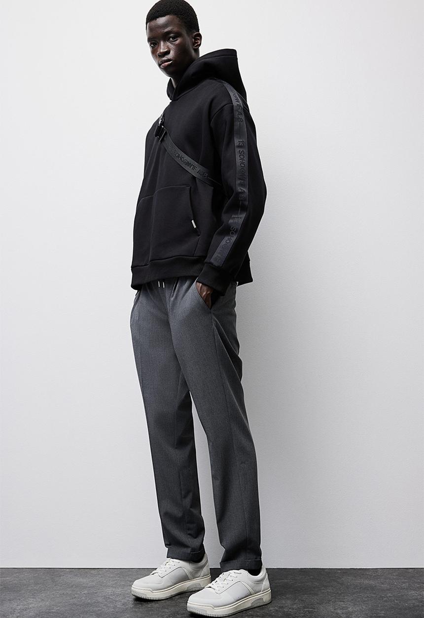 H&M - Loose fit hoodie with side stripes - black