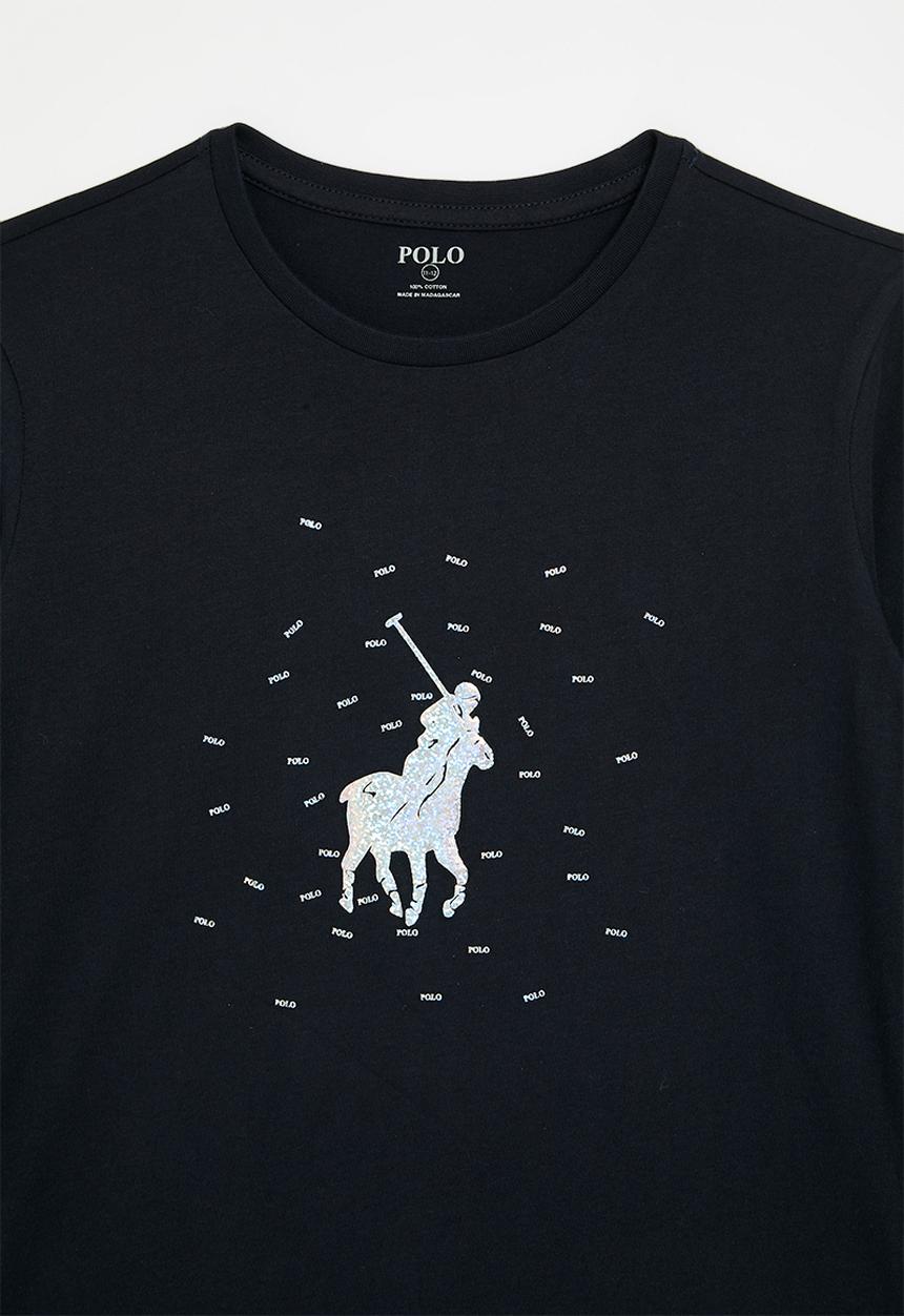 POLO - Girls olivia printed ls tee - navy