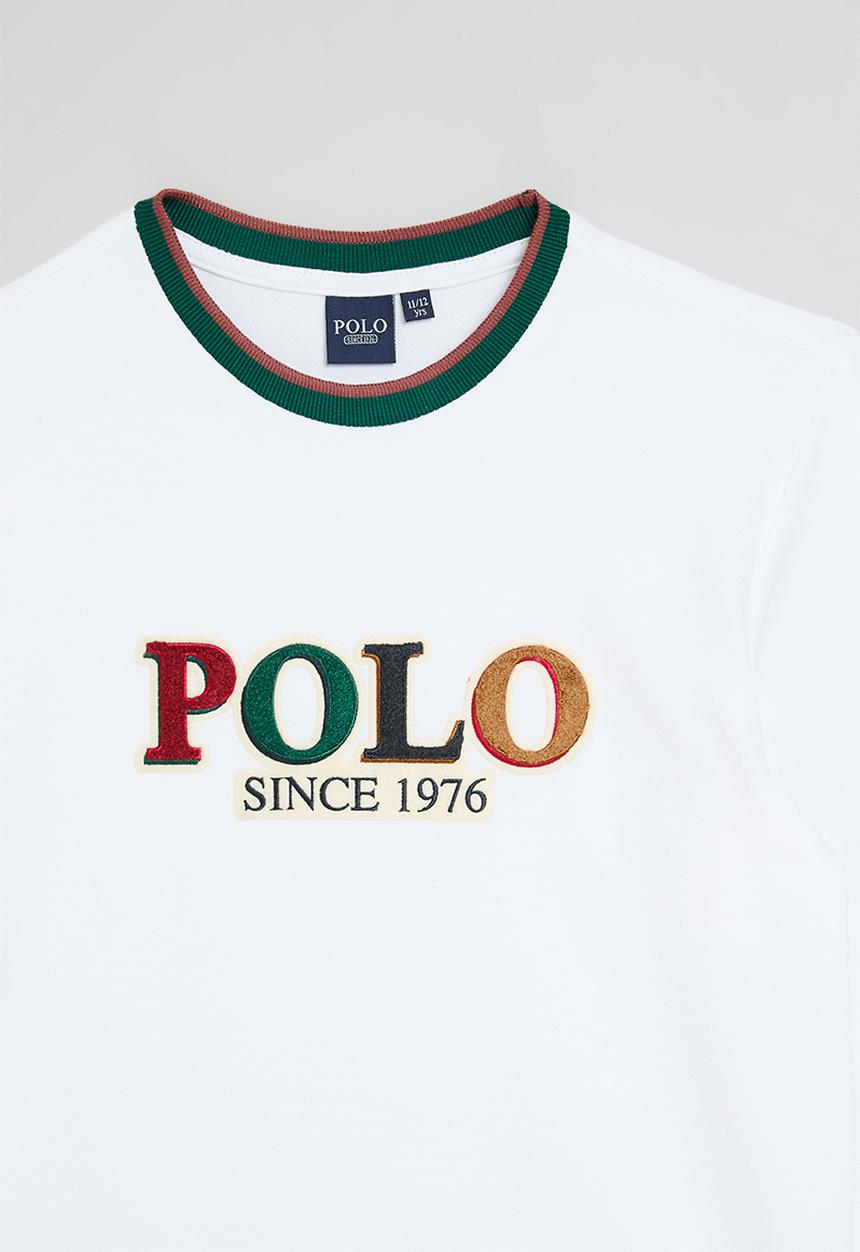 POLO - Boys kyle textured long sleeve tee - white