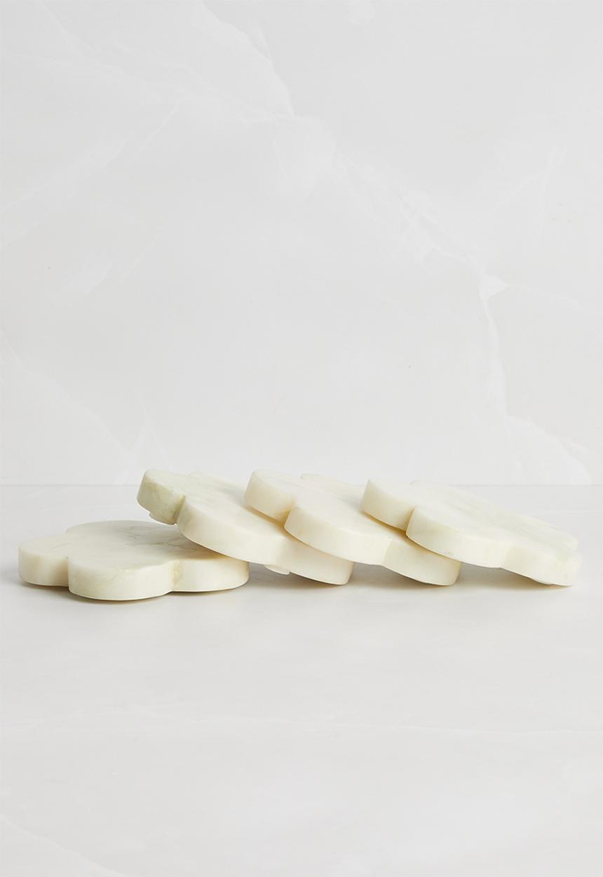 Sixth Floor - Daisy marble coaster set of 4 - Grey