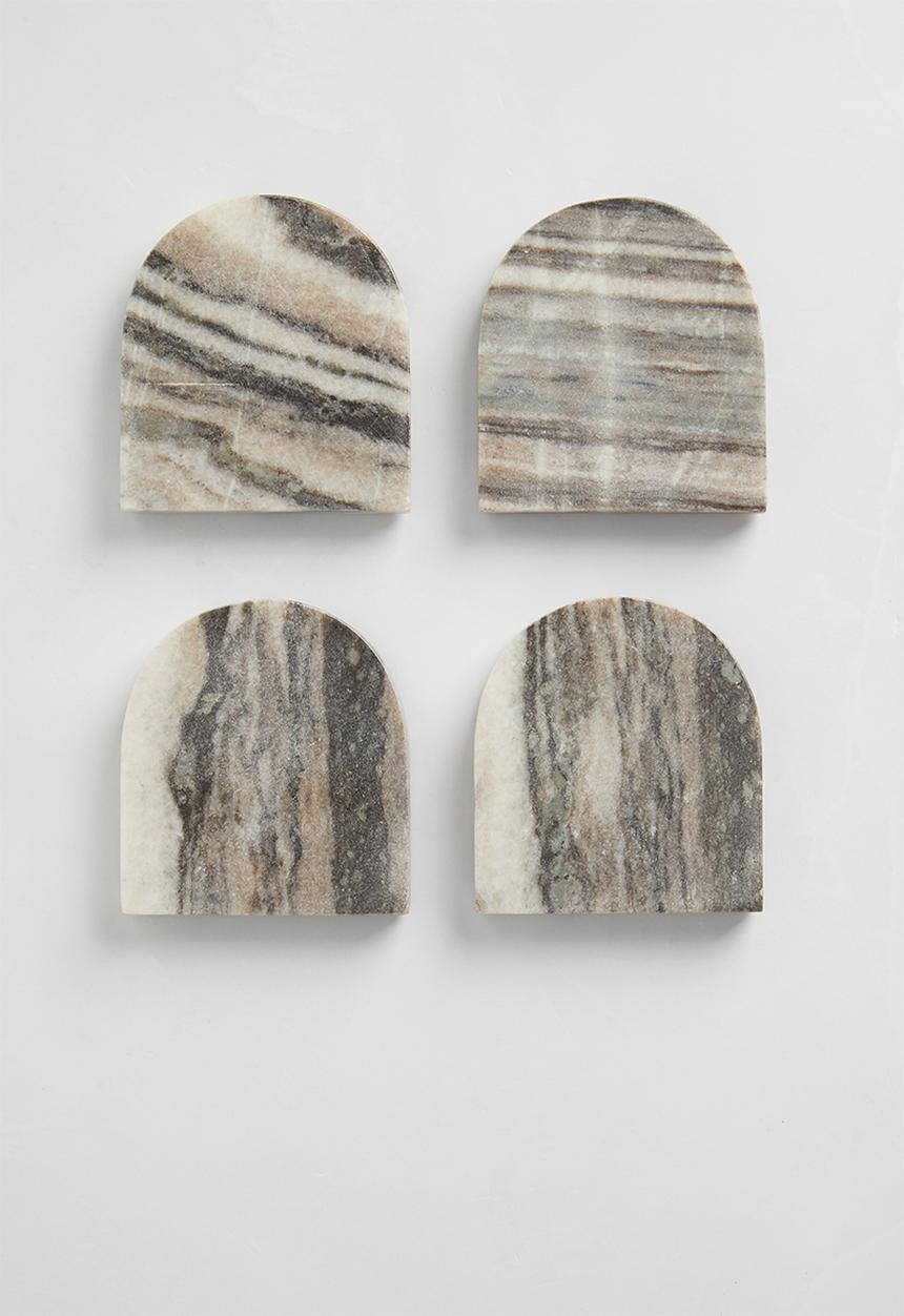 Sixth Floor - Dome marble coaster set of 4 - Charcoal