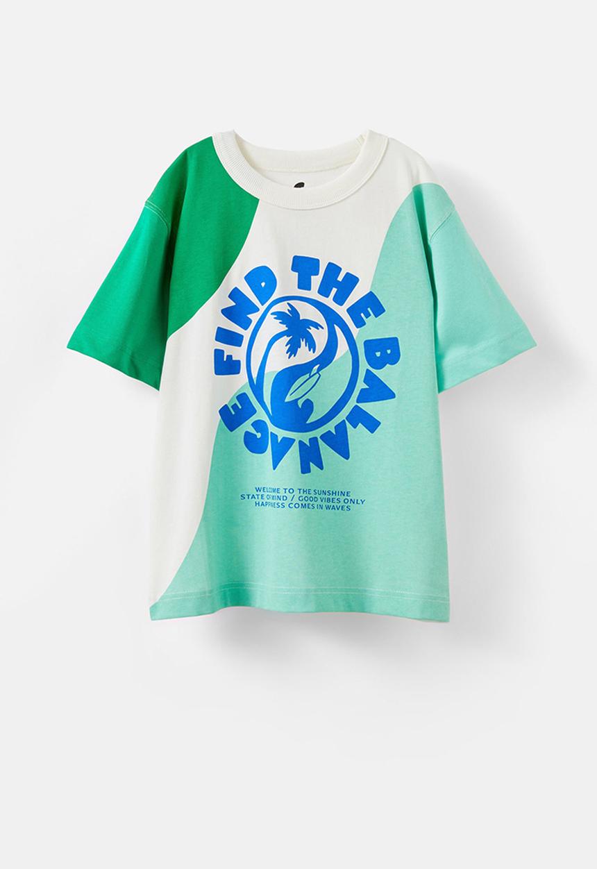 Cotton On - Jonny short sleeve graphic print tee - mint breeze/vanilla/island green/balance wave