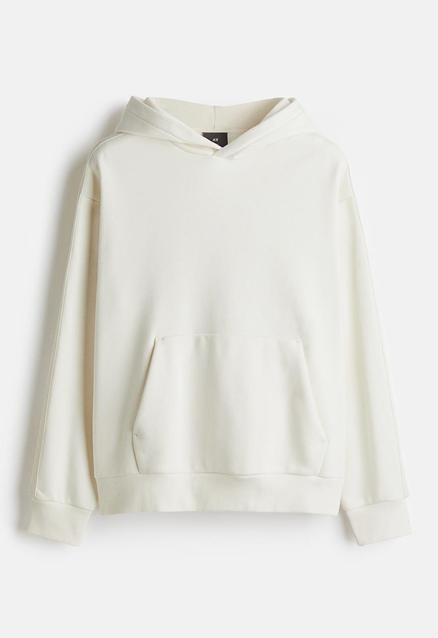 H&M - Loose fit hoodie with side stripes - cream