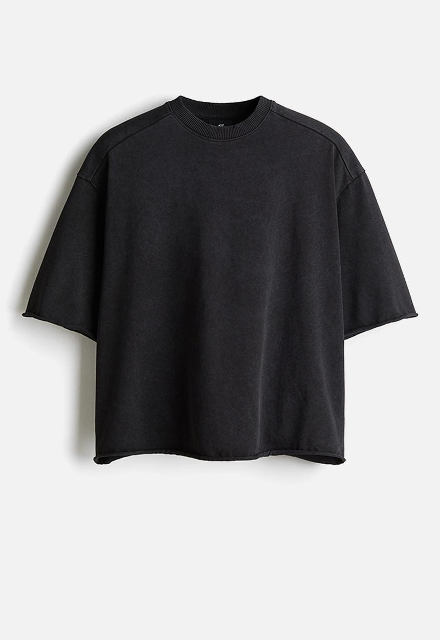 H&M - Oversized fit cropped t-shirt - vintage black