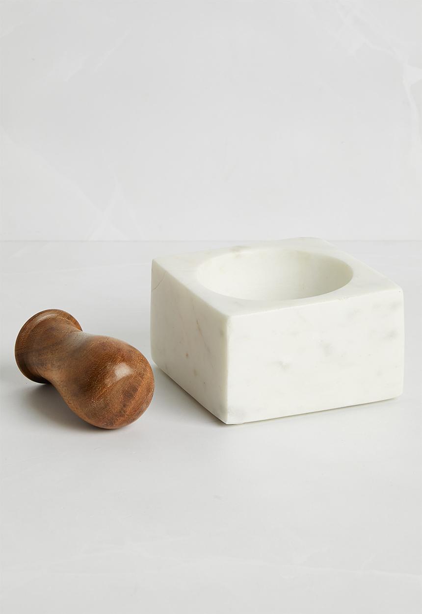 Sixth Floor - Sima marble pestle & mortar - White