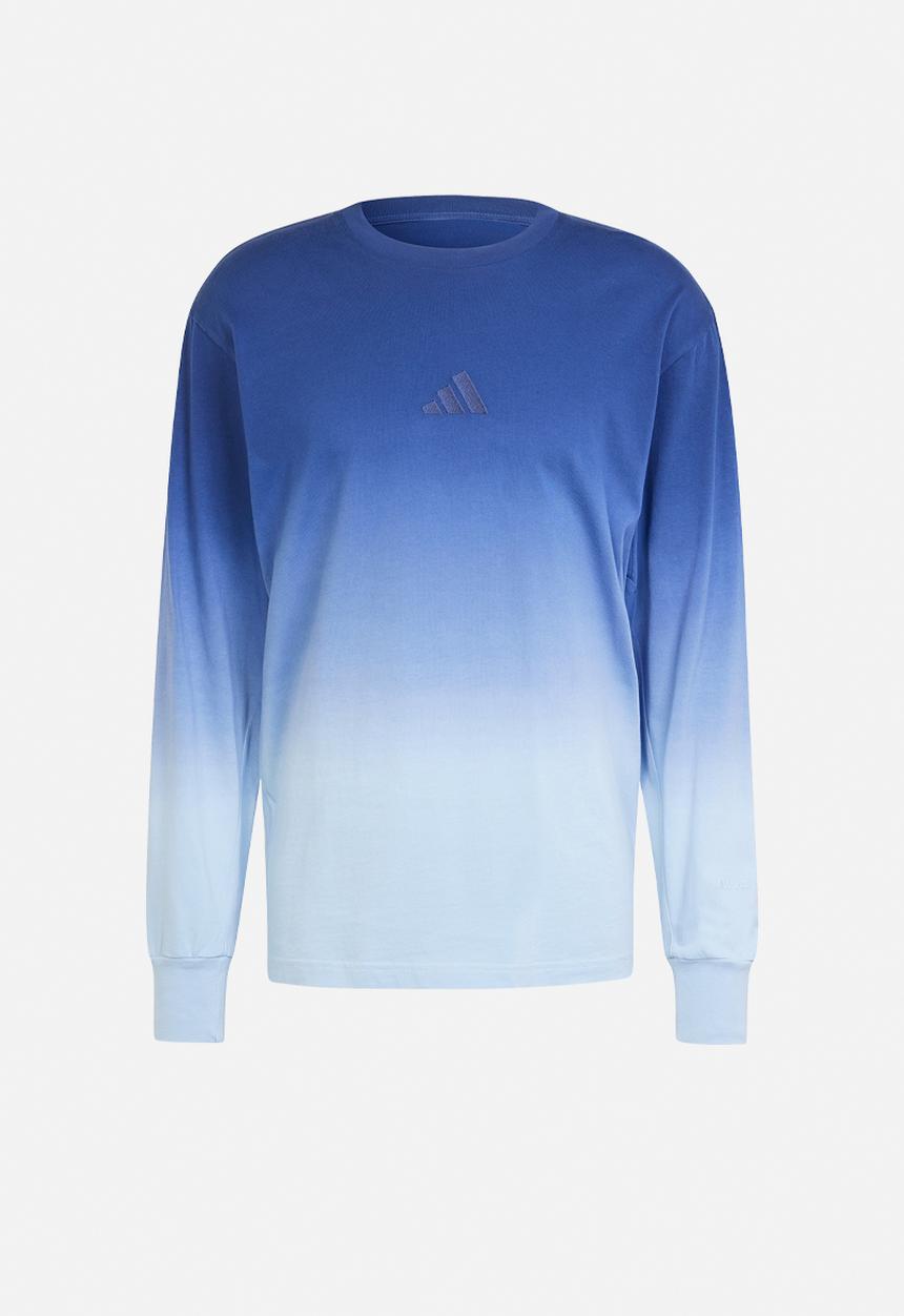 adidas Performance - ALL SZN French Terry Dip-Dye Long Sleeve Shirt - GLOBLU/DKBLUE