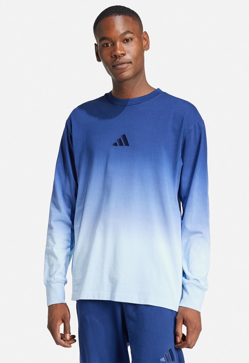 adidas Performance - ALL SZN French Terry Dip-Dye Long Sleeve Shirt - GLOBLU/DKBLUE