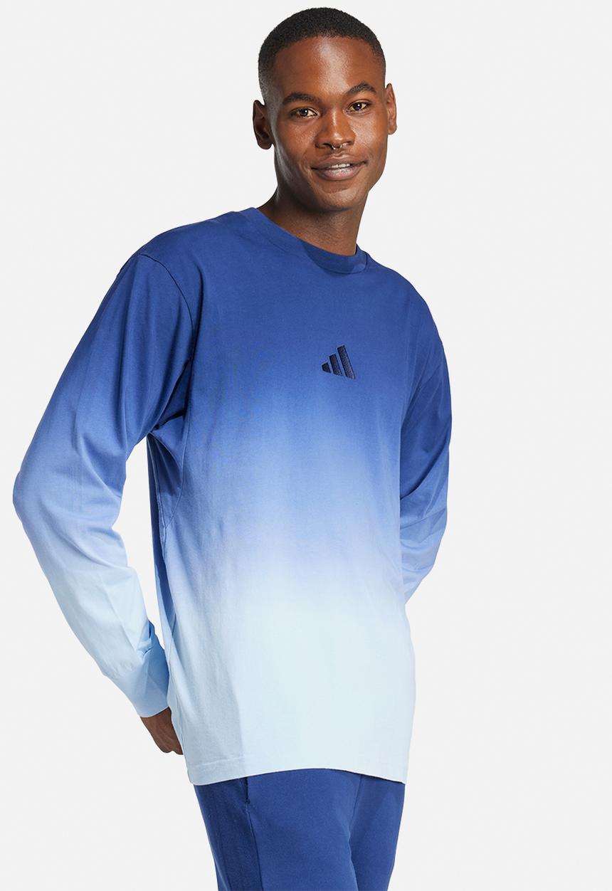 adidas Performance - ALL SZN French Terry Dip-Dye Long Sleeve Shirt - GLOBLU/DKBLUE