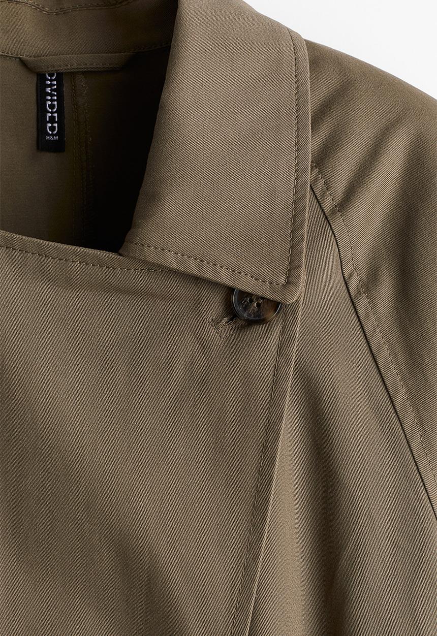 H&M - Shoulder-pad trench coat - dark khaki green