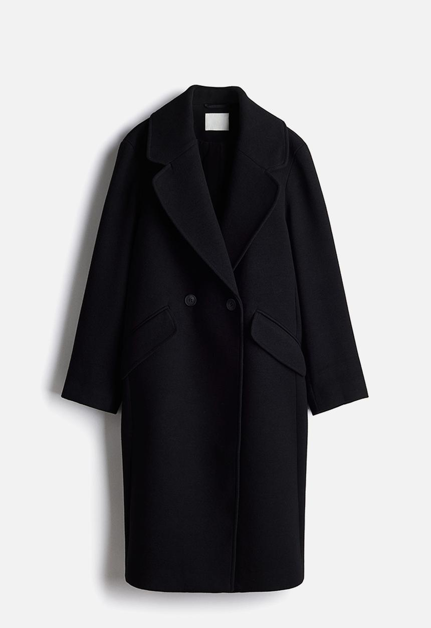 H&M - Double-breasted coat - black