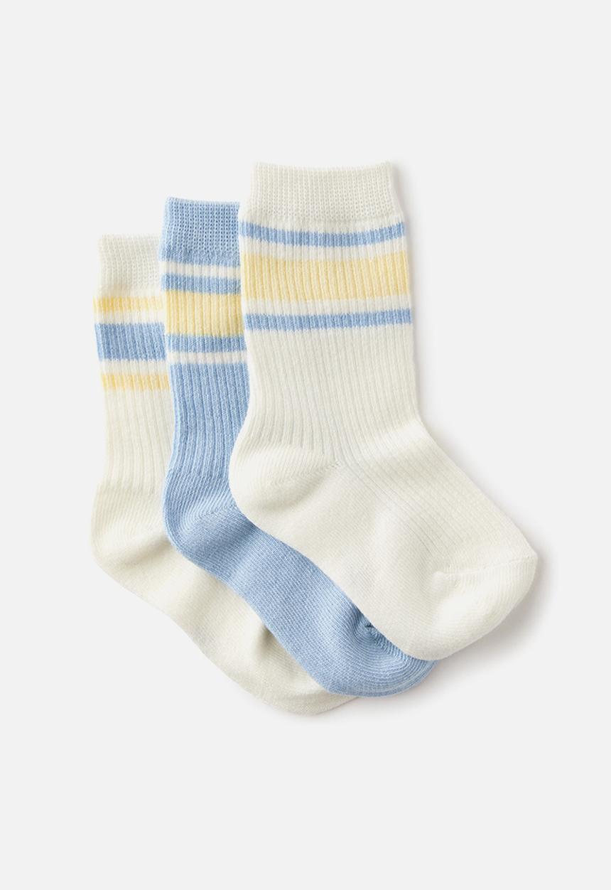 Cotton On - Kids 3 Pack crew socks - dawn blue/lemon squash/vanilla
