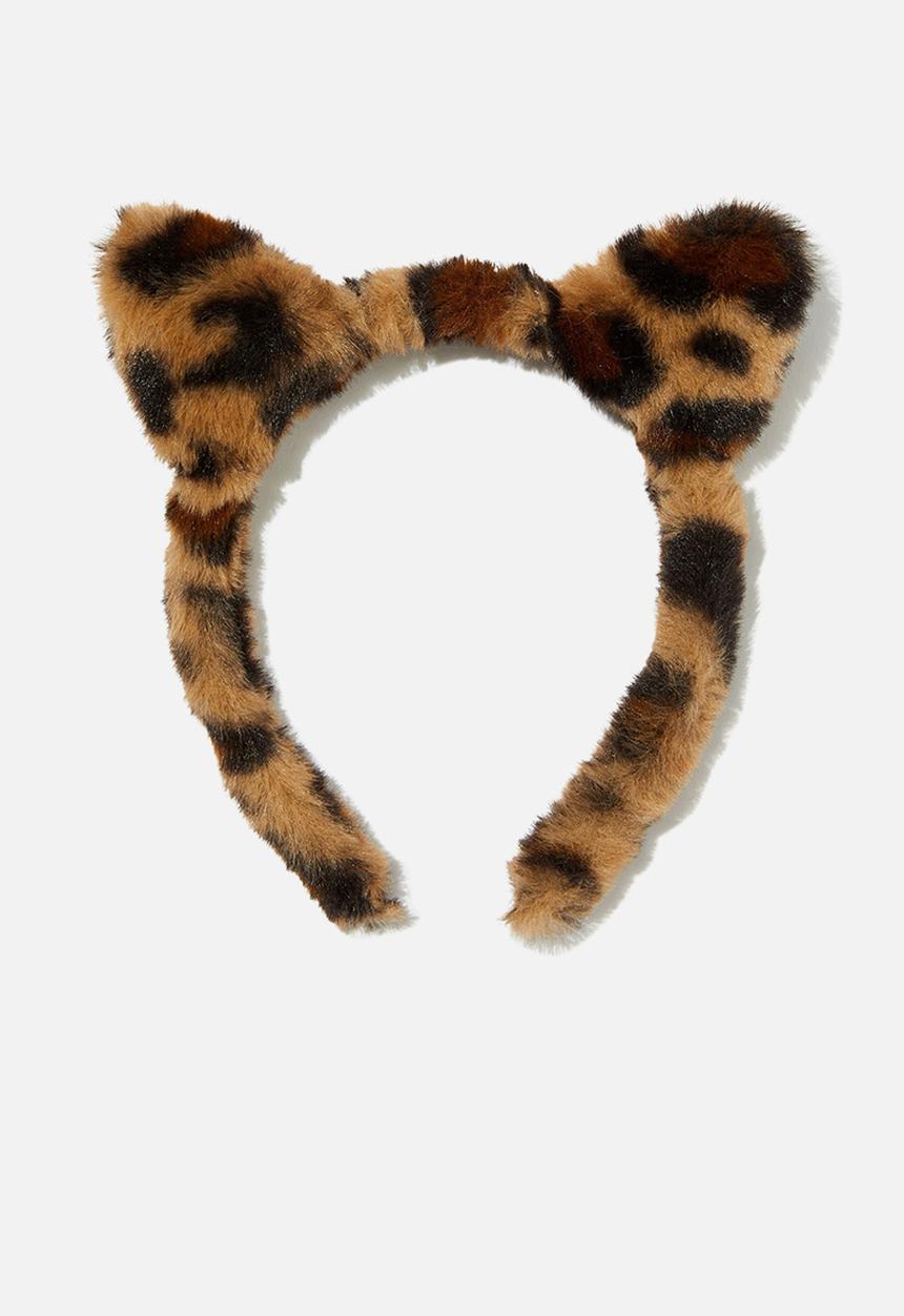 Cotton On - Kids Novelty Headband - Taupy Brown/Bengal Leopard