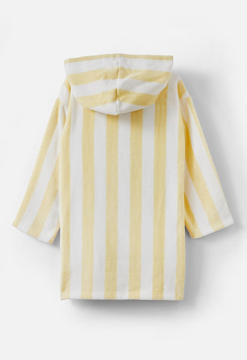 Cotton On - Kids zip thru hooded towel - baby yellow/bold stripe